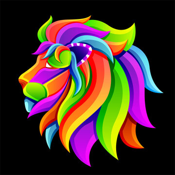 lion head with thick fur. character illustrations with colorful drawing or wpap style. for printing t-shirts, tattoo, mascot, logo, poster and mechandise.