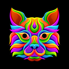 Fototapeta premium wolf head with thick fur. character illustrations with colorful drawing or wpap style. for printing t-shirts, tattoo, mascot, logo, poster and mechandise.