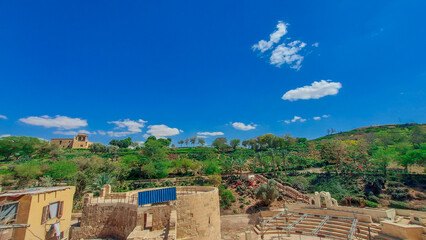 Landscape sky town ruins of the ancient building roman forum history in Egypt