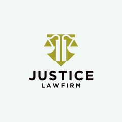 Creative law firm logo with lines justice logo design in gold color 