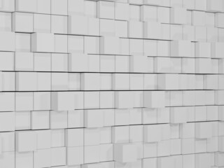 3d render of minimalist abstract white wall backgroub studio room cube brick geometry wallpaper concept design.