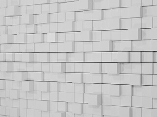 3d render of minimalist abstract white wall backgroub studio room cube brick geometry wallpaper concept design.