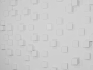 3d render of minimalist abstract white wall backgroub studio room cube brick geometry wallpaper concept design.