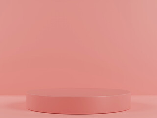 3d render of minimalist podium in pink studio and lighting for product display.
