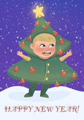 Design of Christmas card, Christmas tree