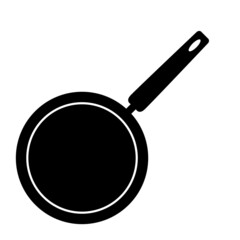 Frying pan isolated on white background. Frying pan. Silhouette symbol. Kitchen utensils for cooking, icon. Vector