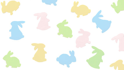 Multicolored rabbits easter background. Substrate for the text for Easter. Copyspace for text.