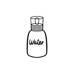 Isolated baby bottle for water in doodle style