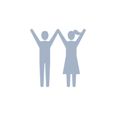 People hands up icon, Vector silhouette illustration. 