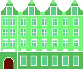 Vector Illustration retro-styled house in Flat Style. Colorful old city house in european style.
