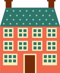 Vector Illustration retro-styled house in Flat Style. Colorful old city house in european style.