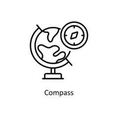 Compass vector Outline icon for web isolated on white background EPS 10 file