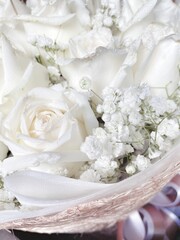 Beautiful of white rose flower bouquet background