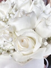 Obraz na płótnie Canvas Beautiful of white rose flower bouquet background