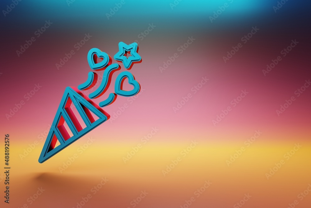 Aufkleber beautiful firework symbol icons on multicolor bright background. 3d rendering illustration. backgrou