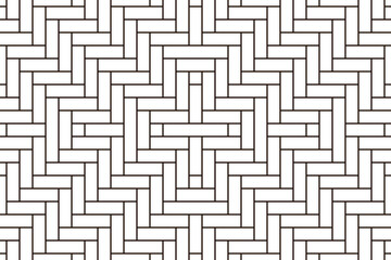 Rattan lattice basket seamless white and black pattern. Abstract texture. Vector woven bamboo backdrop. Interlace placemat. Geometric herringbone structure. Straw or wooden decorative material