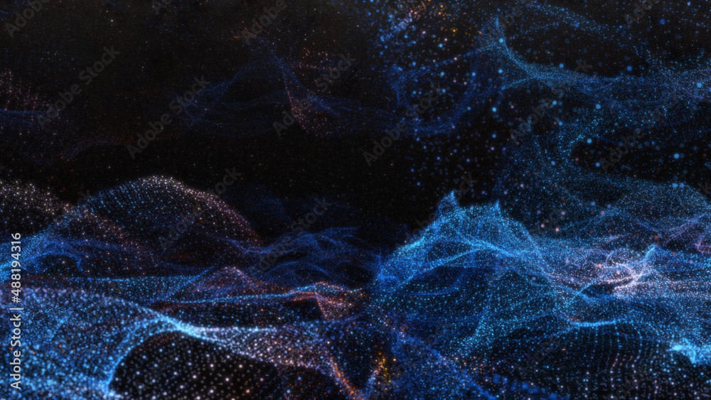 Poster Abstract particle waves with depth of field effect
