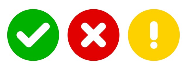 Obraz premium Check mark and x set icon. Simple web buttons. Checkmarks and x or confirm. Round checkmark.