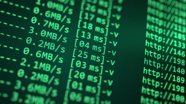 Connection with IP addresses routing. Internet network shell console. Big data. Admin of domain protocol address space. Blockchain and bitcoin nodes. Mining and web 3.0 decentralization concept