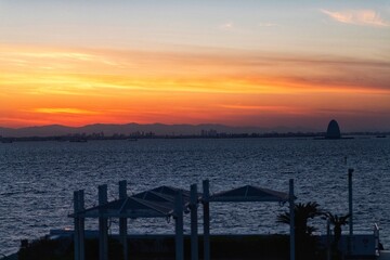 sunset over the river