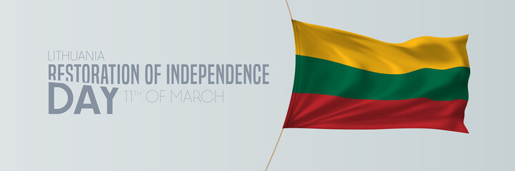 Lithuania restoration of independence day vector banner, greeting card