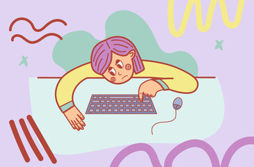 Obraz premium Tired woman sits at her desk