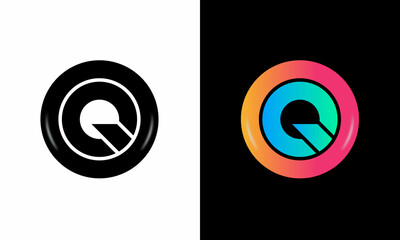 initial letter logo Q inside circle shape, OQ, QO, Q inside O rounded upper case black monogram