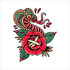 snake tattoo illustration vector design