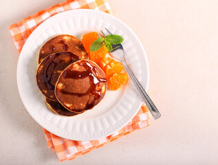 Banana pancakes with caramel