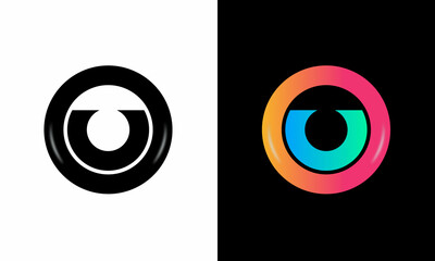 initial letter logo U inside circle shape, OU, UO, U inside O rounded upper case black monogram