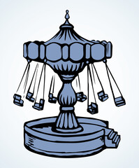 Attraction carousel. Vector doodle symbol