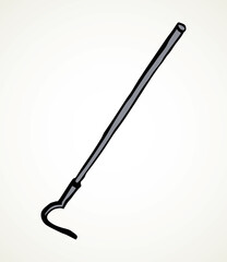 Old fire iron poker. Vector drawing