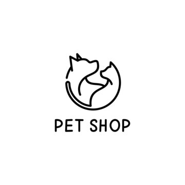 minimalist monoline,lineart, outline dog cat icon logo vector illustration