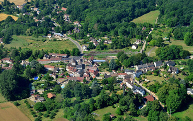 Fototapeta na wymiar Villers en Arthies, France - july 7 2017 : aerial picture of the village