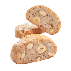 Cantucci biscuits with almonds and hazelnuts isolated on white