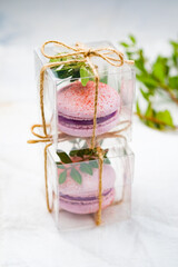 Wedding bonbonnieres with macaron. Gift for a wedding guest.