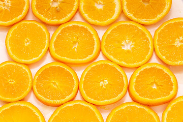Many fresh juicy orange slices