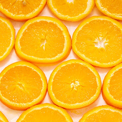 Many fresh juicy orange slices