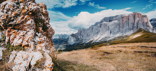Panorama Dolomity -piękny górski widok - obrazy, fototapety, plakaty