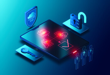 Multi-Factor Authentication Concept - MFA - Cybersecurity Solutions - 3D Illustration