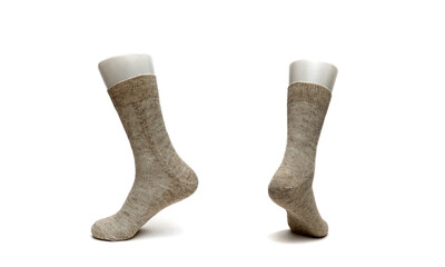 warm women's sock made of wool on a white background