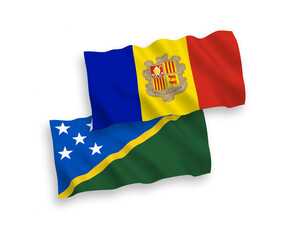 Flags of Solomon Islands and Andorra on a white background