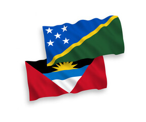 Flags of Solomon Islands and Antigua and Barbuda on a white background