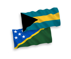 Flags of Solomon Islands and Commonwealth of The Bahamas on a white background