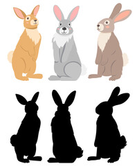 hare, rabbit flat design, on white background, isolated vector