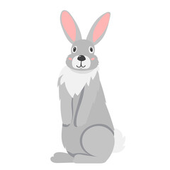 hare, rabbit flat design, on white background, isolated