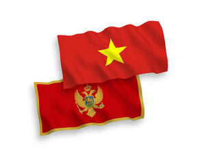 Flags of Montenegro and Vietnam on a white background