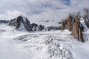 The Geant Glacier in the Mont Blanc massif