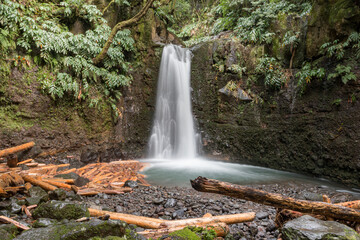 Obraz premium The waterfall Salto do Prego, in the southeastern area of Sao Miguel island (Azores, Portugal)