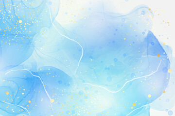 Royal cyan mint liquid marble watercolor background with white lines and brush stains. Teal turquoise marbled alcohol ink drawing effect. Vector illustration backdrop, watercolour wedding invitation